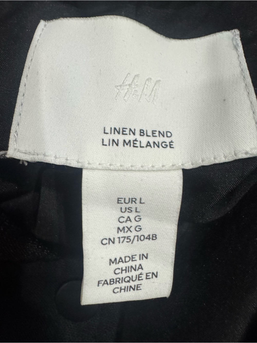 H&M Black Linen Blend Bomber Jacket Shoulder Pads Size L - Picture 4 of 7